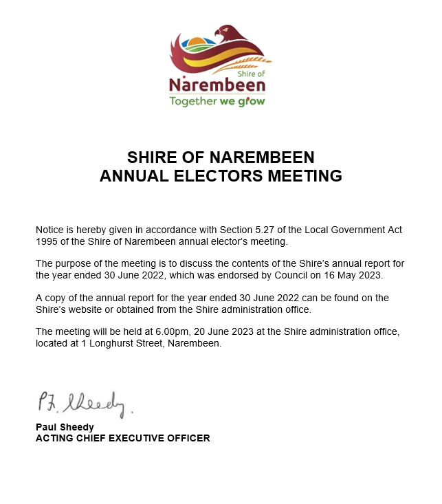 Public Notice - Annual Electors Meeting 2023